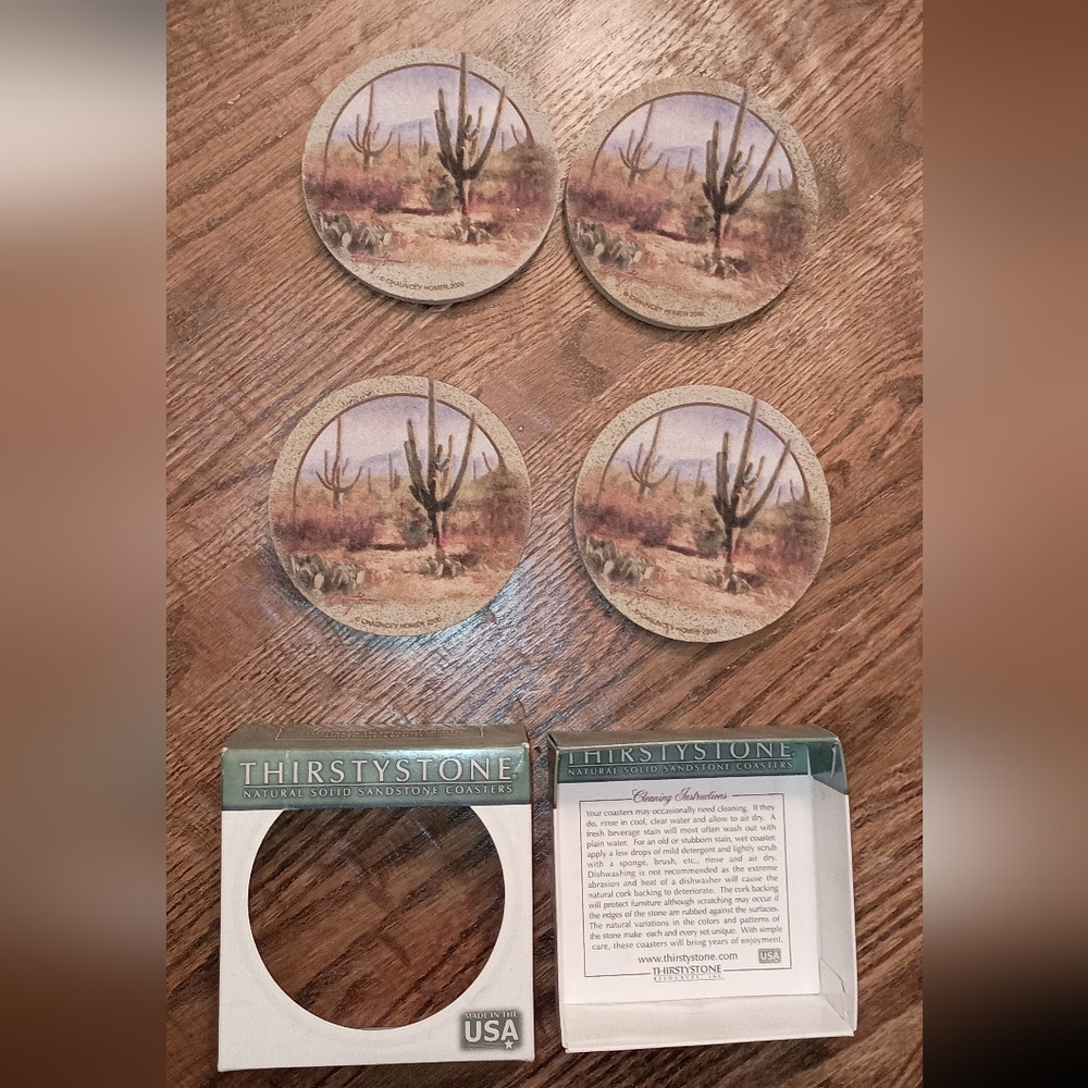 Thirsty Stone Desert Theme Sandstone Drink Coasters NWT